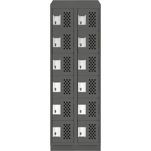 Assembled Lockerettes Clean Line Perforated Economy Lockers, 6 -tier, Bank of 2, 18" x 72" x 12", Steel FMT Sales Ltd