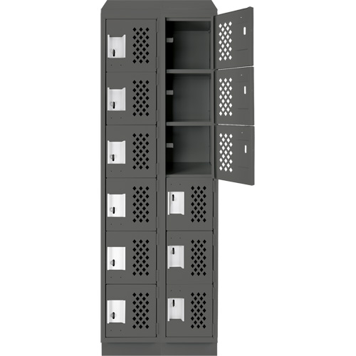 Assembled Lockerettes Clean Line Perforated Economy Lockers, 6 -tier, Bank of 2, 18" x 72" x 12", Steel FMT Sales Ltd