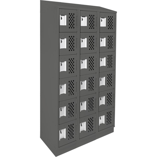 Assembled Lockerettes Clean Line Perforated Economy Lockers, 6 -tier, Bank of 3, 18" x 72" x 12", Steel FMT Sales Ltd