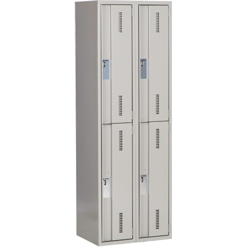 Concorde Heavy-Duty Lockers, 2 -tier, Bank of 2, 24" x 18" x 72", Steel, Grey, Welded (Assembled) FMT Sales Ltd
