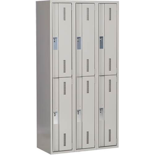 Concorde Heavy-Duty Lockers, 2 -tier, Bank of 3, 36" x 18" x 72", Steel, Grey, Welded (Assembled) FMT Sales Ltd