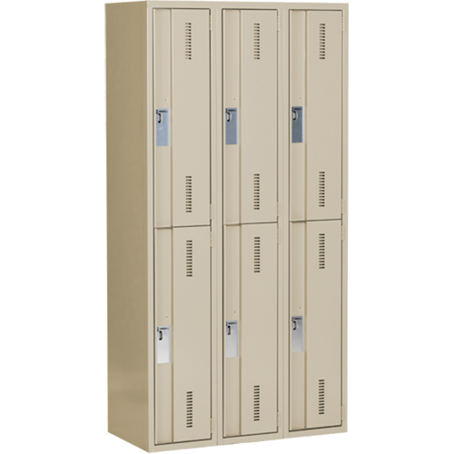 Casiers robustes Concorde, 2 niveaux, Bloc de 3, 36" x 18" x 72", Acier, Beige, Soud&eacute; (assembl&eacute;) FMT Sales Ltd