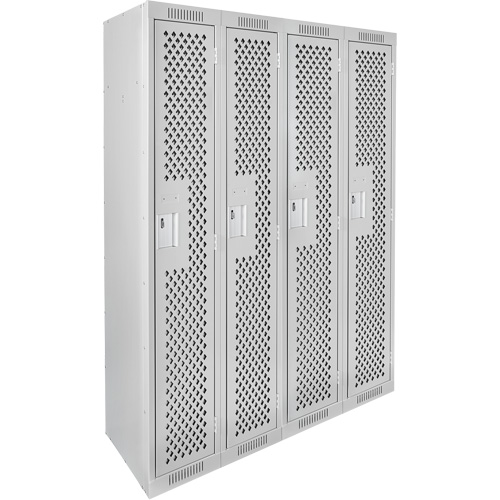 Clean Line Lockers, Bank of 4, 48" x 15" x 72", Steel, Grey, Rivet (Assembled), Perforated FMT Sales Ltd