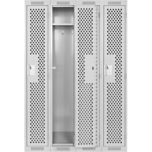 Clean Line Lockers, Bank of 4, 48" x 15" x 72", Steel, Grey, Rivet (Assembled), Perforated FMT Sales Ltd