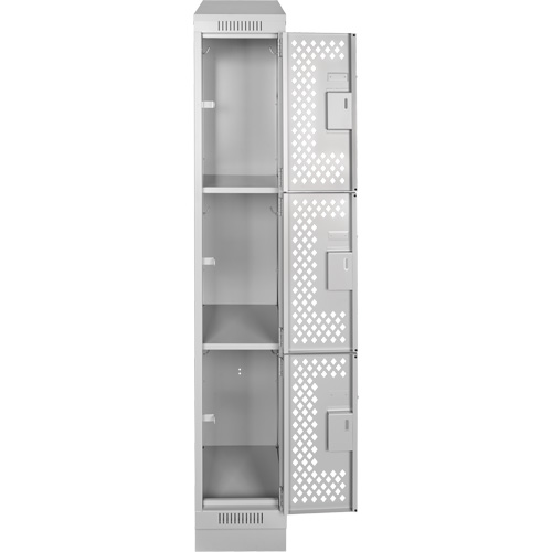 Casiers Clean Line, 3 niveaux, 12" x 12" x 72", Acier, Gris, Rivet (assembl&eacute;), Perfor&eacute; FMT Sales Ltd