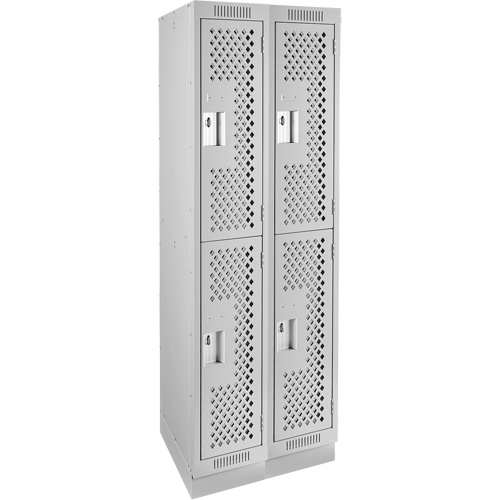 Casiers Clean Line, 2 niveaux, Bloc de 2, 24" x 12" x 76", Acier, Gris, Rivet (assembl&eacute;), Perfor&eacute; FMT Sales Ltd