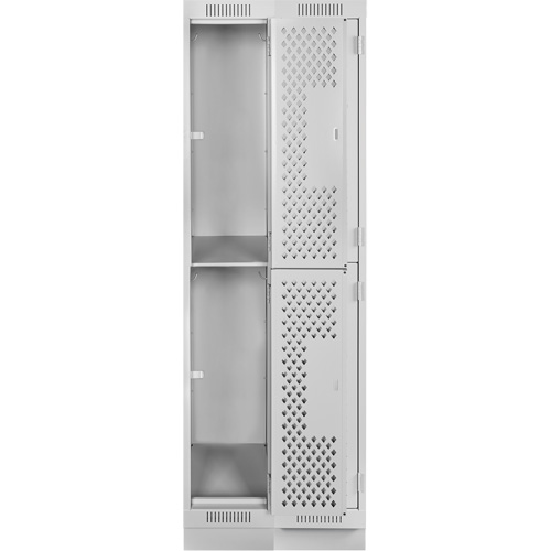 Casiers Clean Line, 2 niveaux, Bloc de 2, 24" x 12" x 76", Acier, Gris, Rivet (assembl&eacute;), Perfor&eacute; FMT Sales Ltd
