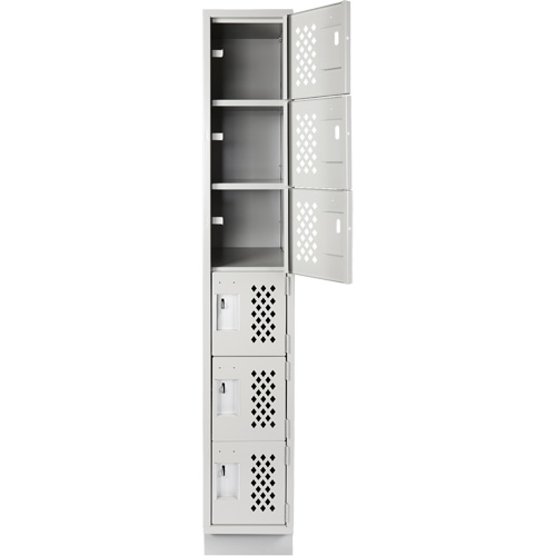 Assembled Lockerettes Clean Line Perforated Economy Lockers, 6 -tier, 18" x 72" x 12", Steel FMT Sales Ltd