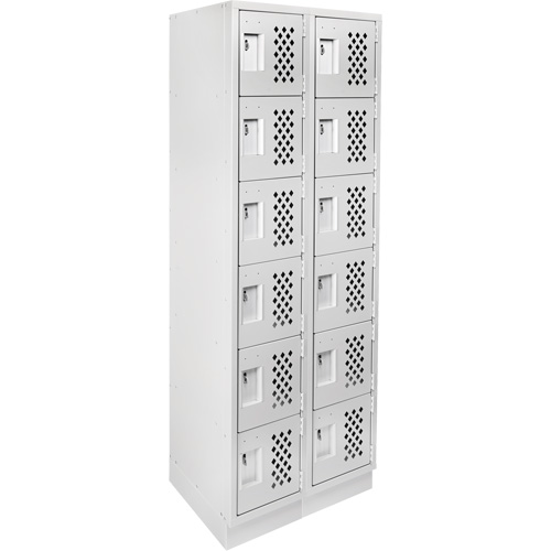 Assembled Lockerettes Clean Line Perforated Economy Lockers, 6 -tier, Bank of 2, 18" x 72" x 12", Steel FMT Sales Ltd