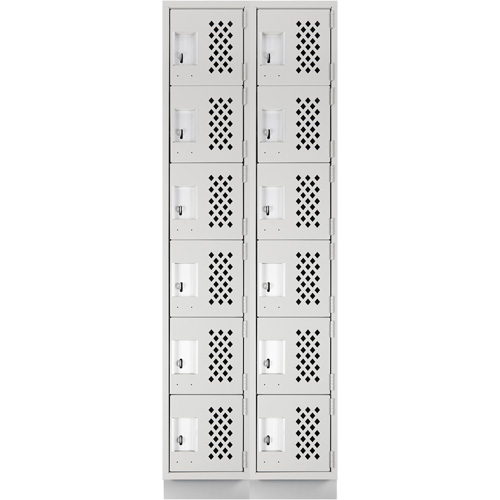 Assembled Lockerettes Clean Line Perforated Economy Lockers, 6 -tier, Bank of 2, 18" x 72" x 12", Steel FMT Sales Ltd