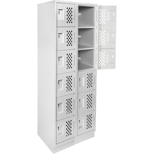 Assembled Lockerettes Clean Line Perforated Economy Lockers, 6 -tier, Bank of 2, 18" x 72" x 12", Steel FMT Sales Ltd