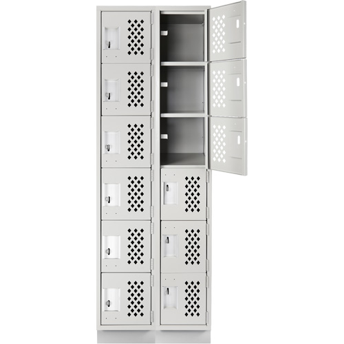 Assembled Lockerettes Clean Line Perforated Economy Lockers, 6 -tier, Bank of 2, 18" x 72" x 12", Steel FMT Sales Ltd