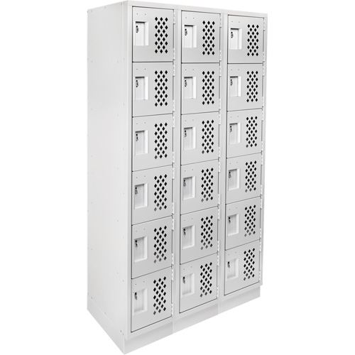 Assembled Lockerettes Clean Line Perforated Economy Lockers, 6 -tier, Bank of 3, 18" x 72" x 12", Steel FMT Sales Ltd