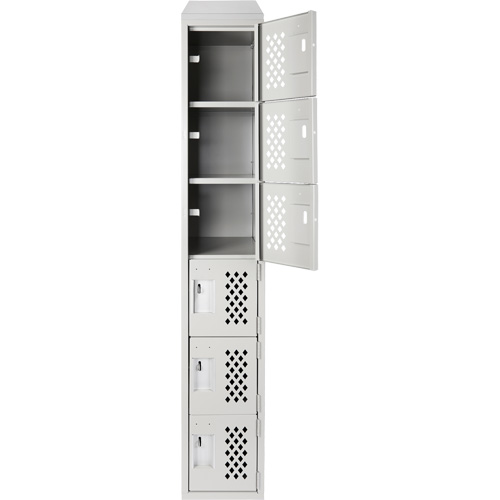 Assembled Lockerettes Clean Line Perforated Economy Lockers, 6 -tier, 18" x 72" x 12", Steel FMT Sales Ltd
