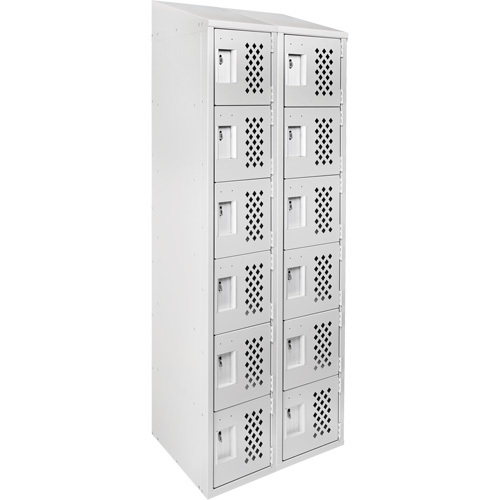 Assembled Lockerettes Clean Line Perforated Economy Lockers, 6 -tier, Bank of 2, 18" x 72" x 12", Steel FMT Sales Ltd