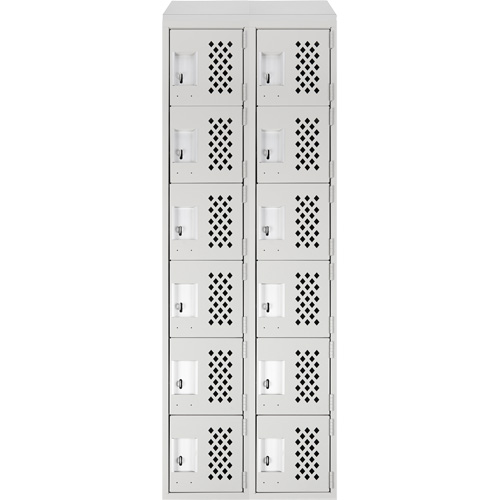 Assembled Lockerettes Clean Line Perforated Economy Lockers, 6 -tier, Bank of 2, 18" x 72" x 12", Steel FMT Sales Ltd