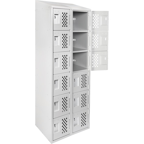 Assembled Lockerettes Clean Line Perforated Economy Lockers, 6 -tier, Bank of 2, 18" x 72" x 12", Steel FMT Sales Ltd