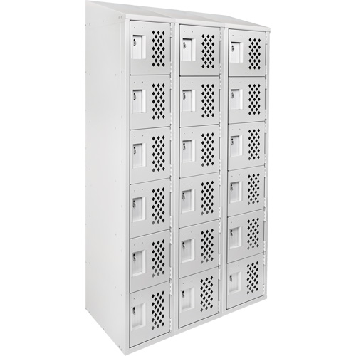 Assembled Lockerettes Clean Line Perforated Economy Lockers, 6 -tier, Bank of 3, 18" x 72" x 12", Steel FMT Sales Ltd
