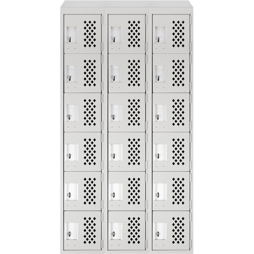 Assembled Lockerettes Clean Line Perforated Economy Lockers, 6 -tier, Bank of 3, 18" x 72" x 12", Steel FMT Sales Ltd