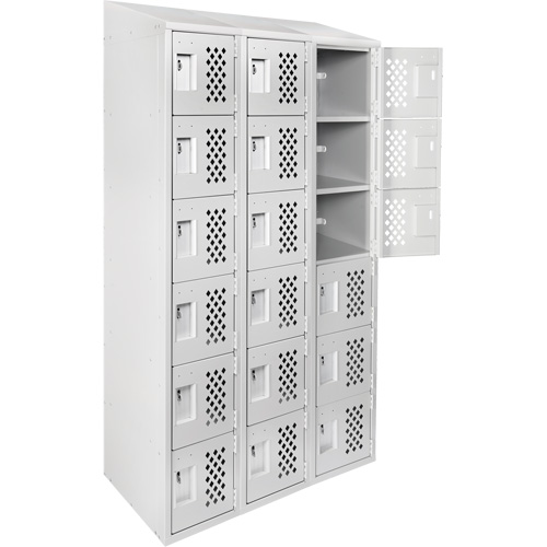 Assembled Lockerettes Clean Line Perforated Economy Lockers, 6 -tier, Bank of 3, 18" x 72" x 12", Steel FMT Sales Ltd