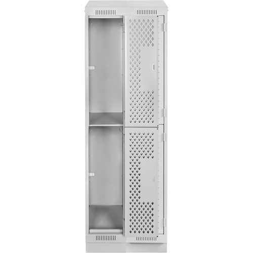Clean Line Lockers, 2 -tier, Bank of 2, 24" x 12" x 82", Steel, Grey, Rivet (Assembled), Perforated FMT Sales Ltd
