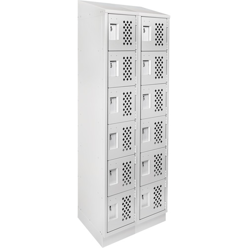 Assembled Lockerettes Clean Line Perforated Economy Lockers, 6 -tier, Bank of 2, 18" x 72" x 12", Steel FMT Sales Ltd