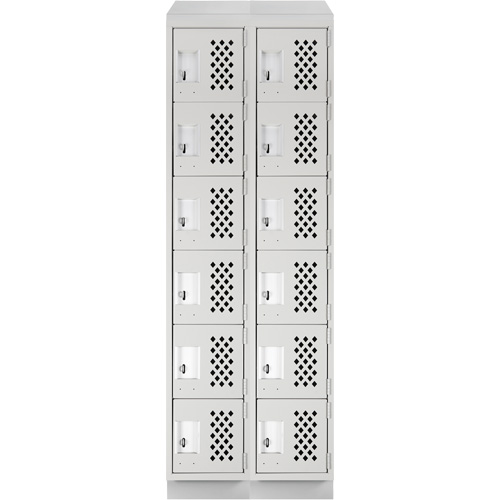 Assembled Lockerettes Clean Line Perforated Economy Lockers, 6 -tier, Bank of 2, 18" x 72" x 12", Steel FMT Sales Ltd