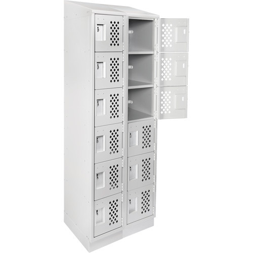 Assembled Lockerettes Clean Line Perforated Economy Lockers, 6 -tier, Bank of 2, 18" x 72" x 12", Steel FMT Sales Ltd