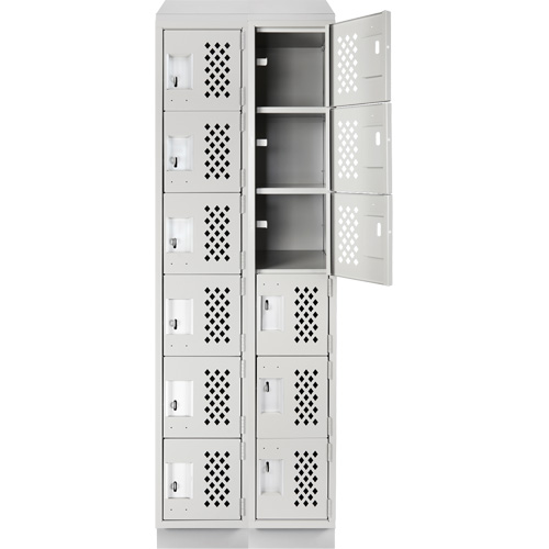 Assembled Lockerettes Clean Line Perforated Economy Lockers, 6 -tier, Bank of 2, 18" x 72" x 12", Steel FMT Sales Ltd