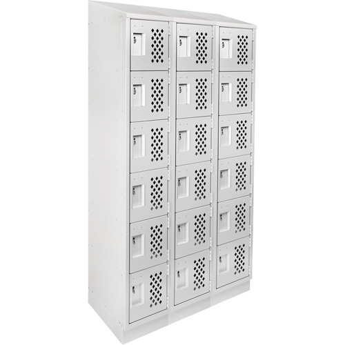 Assembled Lockerettes Clean Line Perforated Economy Lockers, 6 -tier, Bank of 3, 18" x 72" x 12", Steel FMT Sales Ltd