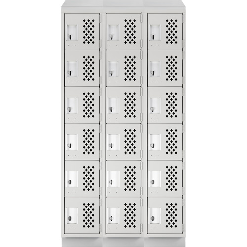 Assembled Lockerettes Clean Line Perforated Economy Lockers, 6 -tier, Bank of 3, 18" x 72" x 12", Steel FMT Sales Ltd