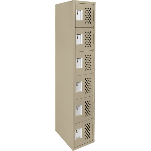 Assembled Lockerettes Clean Line Perforated Economy Lockers, 6 -tier, 18" x 72" x 12", Steel FMT Sales Ltd