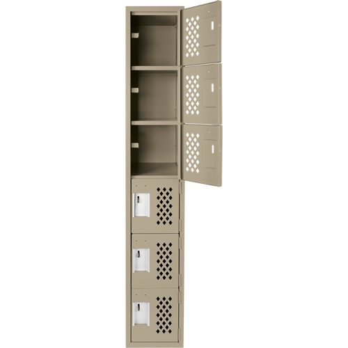 Assembled Lockerettes Clean Line Perforated Economy Lockers, 6 -tier, 18" x 72" x 12", Steel FMT Sales Ltd