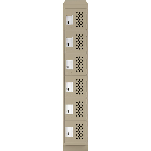 Assembled Lockerettes Clean Line Perforated Economy Lockers, 6 -tier, 18" x 72" x 12", Steel FMT Sales Ltd