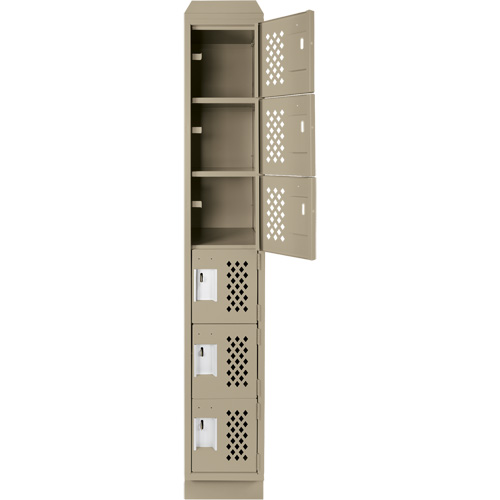 Assembled Lockerettes Clean Line Perforated Economy Lockers, 6 -tier, 18" x 72" x 12", Steel FMT Sales Ltd