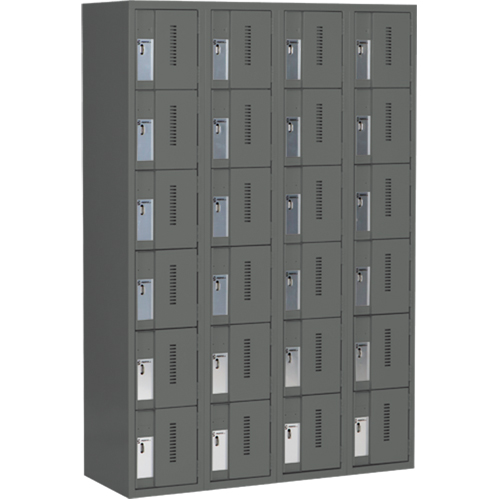 Concorde Heavy-Duty Lockers, 6 -tier, Bank of 4, 48" x 18" x 72", Steel, Charcoal, Welded (Assembled) FMT Sales Ltd