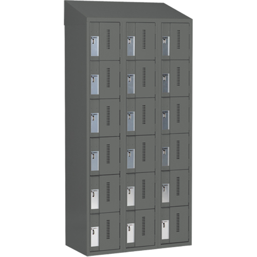 Concorde Heavy-Duty Lockers, 6 -tier, Bank of 3, 36" x 18" x 78", Steel, Charcoal, Welded (Assembled) FMT Sales Ltd