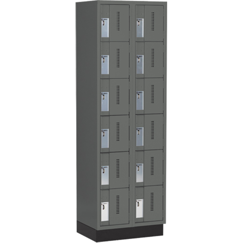 Concorde Heavy-Duty Lockers, 6 -tier, Bank of 2, 24" x 18" x 76", Steel, Charcoal, Welded (Assembled) FMT Sales Ltd