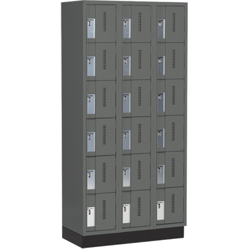 Concorde Heavy-Duty Lockers, 6 -tier, Bank of 3, 36" x 18" x 76", Steel, Charcoal, Welded (Assembled) FMT Sales Ltd