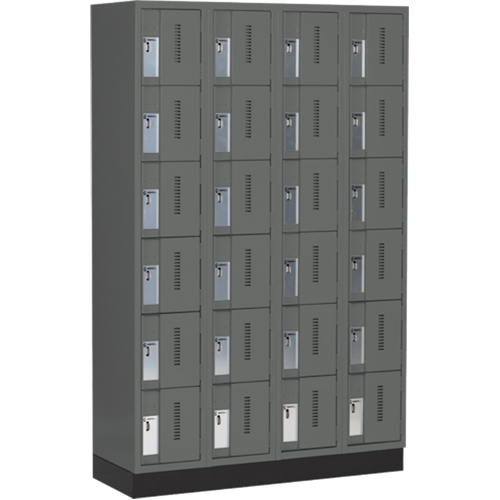 Concorde Heavy-Duty Lockers, 6 -tier, Bank of 4, 48" x 18" x 76", Steel, Charcoal, Welded (Assembled) FMT Sales Ltd