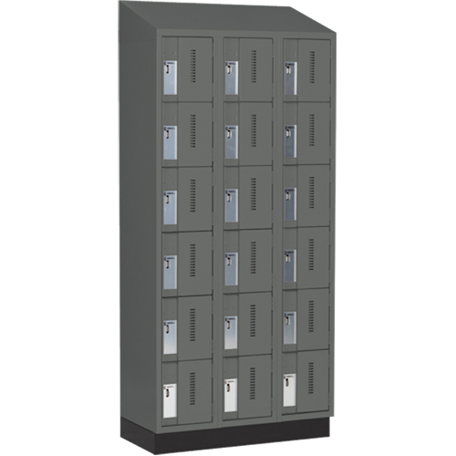 Concorde Heavy-Duty Lockers, 6 -tier, Bank of 3, 36" x 18" x 82", Steel, Charcoal, Welded (Assembled) FMT Sales Ltd
