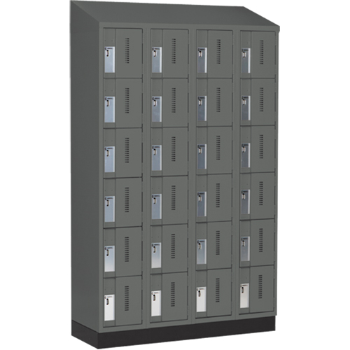 Concorde Heavy-Duty Lockers, 6 -tier, Bank of 4, 48" x 18" x 82", Steel, Charcoal, Welded (Assembled) FMT Sales Ltd