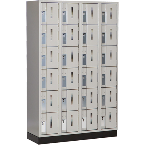 Concorde Heavy-Duty Lockers, 6 -tier, Bank of 4, 48" x 18" x 76", Steel, Grey, Welded (Assembled) FMT Sales Ltd