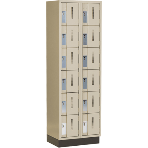 Concorde Heavy-Duty Lockers, 6 -tier, Bank of 2, 24" x 18" x 76", Steel, Beige, Welded (Assembled) FMT Sales Ltd