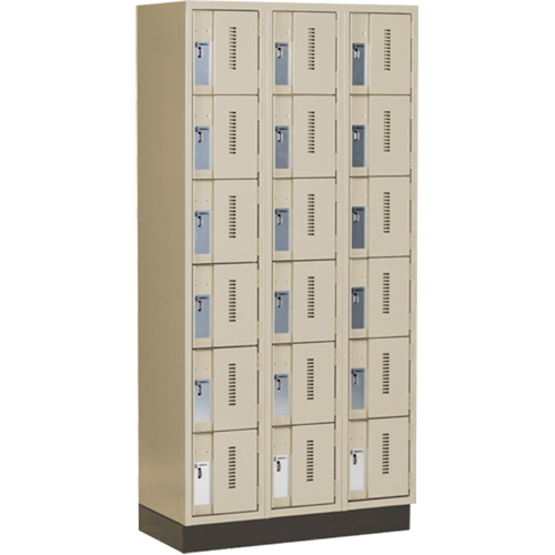 Concorde Heavy-Duty Lockers, 6 -tier, Bank of 3, 36" x 18" x 76", Steel, Beige, Welded (Assembled) FMT Sales Ltd