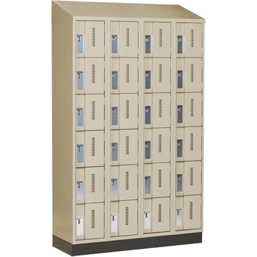 Concorde Heavy-Duty Lockers, 6 -tier, Bank of 4, 48" x 18" x 82", Steel, Beige, Welded (Assembled) FMT Sales Ltd