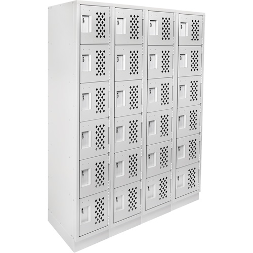 Assembled Clean Line Perforated Economy Lockers, 6 -tier, Bank of 4, 18" x 72" x 12", Steel FMT Sales Ltd