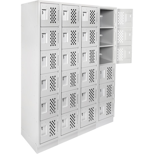 Assembled Clean Line Perforated Economy Lockers, 6 -tier, Bank of 4, 18" x 72" x 12", Steel FMT Sales Ltd