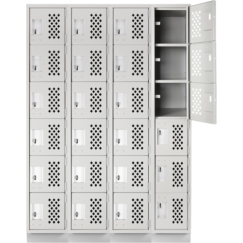 Assembled Clean Line Perforated Economy Lockers, 6 -tier, Bank of 4, 18" x 72" x 12", Steel FMT Sales Ltd