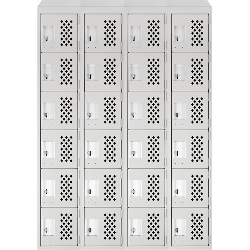 Assembled Clean Line Perforated Economy Lockers, 6 -tier, Bank of 4, 18" x 72" x 12", Steel FMT Sales Ltd